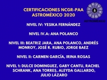 AstroMéxico NCGR-PAA Certificados - 2020 001
